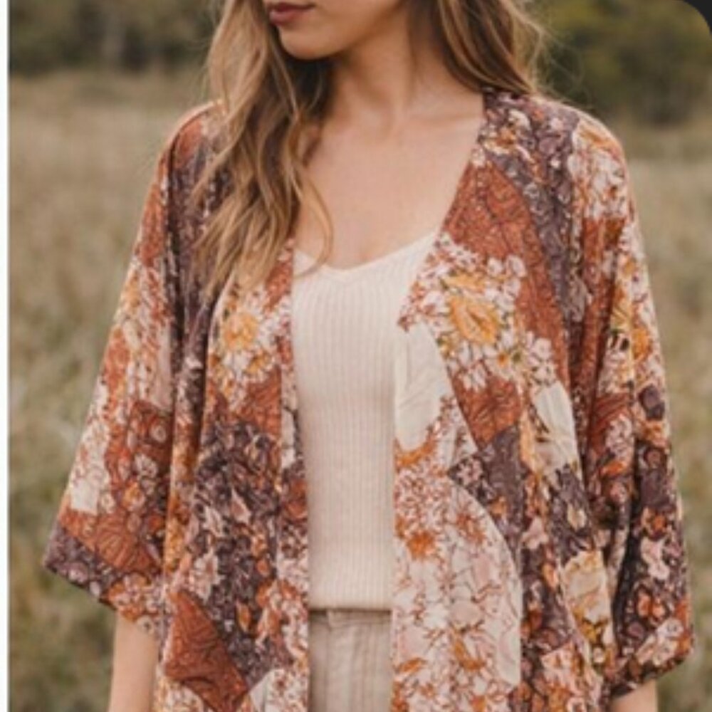 Maurices Bohemian  Floral Paisley Patchwork Kimono